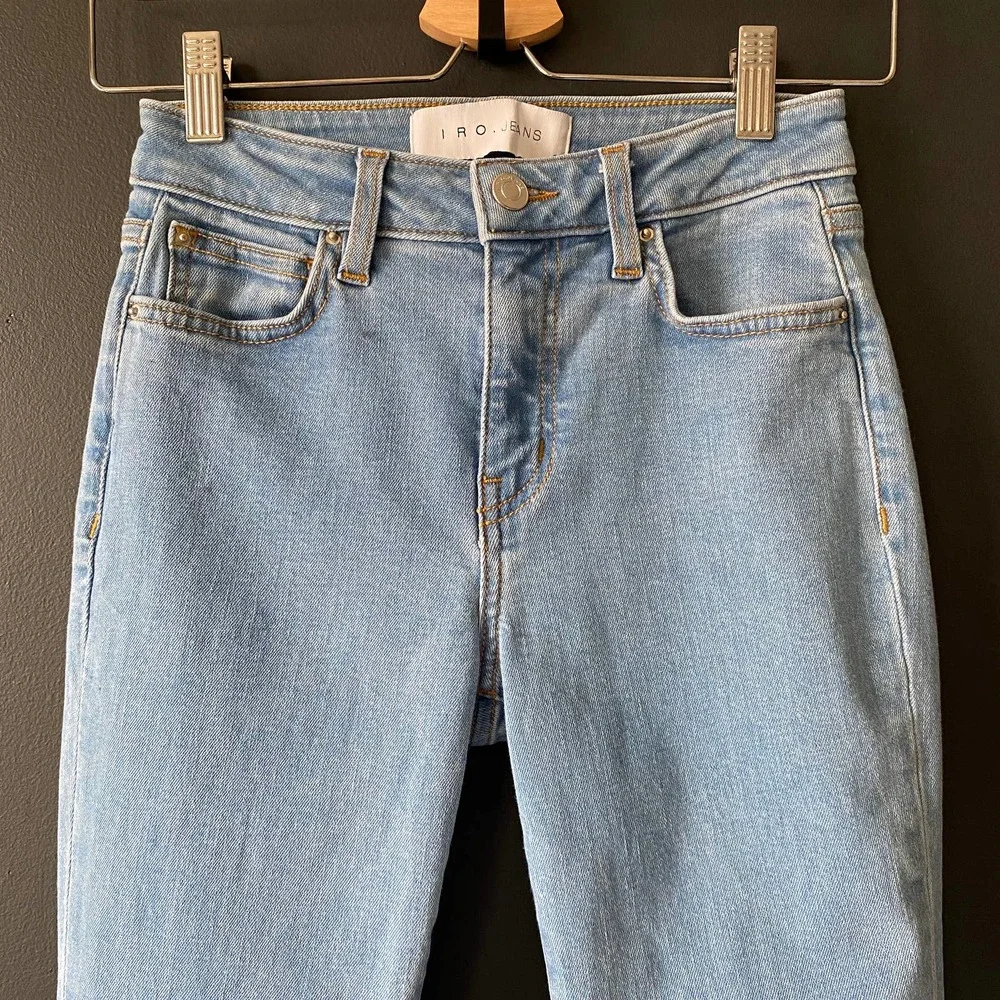 IRO Jeans Light Wash Raw Hem High Rise Skinny Sz 25